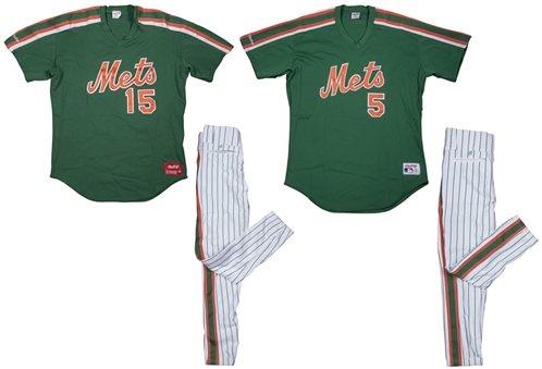 Lot of (2) 1990 Ron Darling and Davey Johnson Game Used and Signed New York Mets St. Patricks Day Uniform (Jersey and Pant) (PSA/DNA PreCert)